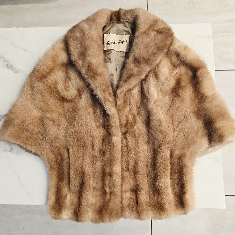 Vintage Nicholas Ungar Real Mink Fur Stole Cape - Picture 3 of 10